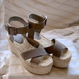 Marc Fisher Randall Leather Espadrille Wedges
